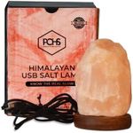 POHS USB Himalayan Mini Natural Salt Lamp, 7 Color Changing LED Bulb, Hand Crafted Crystal Rock Salt Night Light for Home Decor, Desk, and Gift | Premium Quality Wood Base and USB Cable