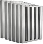 Garvee Commercial Range Hood Filters 19.5W x 15.5H Inch, 430 Stainless Steel 5 Grooves Commercial Hood Filter for Kitchen Exhaust Hoods, Pack of 6