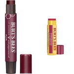 Burt's Bees I0094327 ® 100% Natural Moisturising Lip Shimmer, Plum, 1 Tube & Lip Balm Pomegranate, Moisturising Lip Balm With Beeswax & Vitamin E, 100% Natural Origin, 4.25g