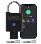 eLinkSmart Heavy Duty Fingerprint Padlock with Key Backup, Waterproof Bluetooth Biometric Keyless Electronic Smart Combination Lock for Outdoor Fence Gate Truck Pool Shed Gym Locker