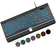 Luzarriba Large Key Keyboard, Wired Computer Keyboard with Wrist Rest, 7-Color Backlit, USB Plug-and-Play, Foldable Stands, Spill-Resistant, Corded Full-Size Keyboard Compatible with PC, Laptop