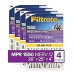 Filtrete 20x25x4(SlimFit), AC Furnace Air Filter, MPR 1550 DP, Healthy Living Ultra Allergen Deep Pleat, 4-Pack, Fits Lennox & Honeywell Devices (exact dimensions 19.5 x 24.5 x 3.75)