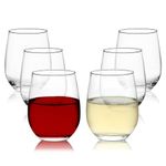 Chef's Star 15 Ounce Stemless Wine Glasses Set - Classic Durable Wine Cups Ideal for All Occasions - Packaged in a Gift Box - Shatter-Resistant Glass (6 Pack)