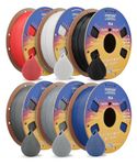 OVERTURE 6KG Bundle PLA Filament 1.75mm, Neatly Wound 3D Printer Filament 6 Pack 1kg Spool (2.2lbs), Dimensional Accuracy +/- 0.02 mm, Fit Most FDM 3D Printers (6 Color P0)