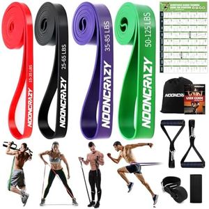 nooncrazy Resistance Bands Set, Pull Up Assistance Bands 4 Different Levels with Handles & Door Anchor & Training Poster, Gym Bands for Strength Training, Yoga, Muscle Toning for Men and Women