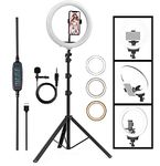 PKST 12" Selfie LED Ring Light, Phone Holder,7 Feet Long Stand 360 Degree 5 Meter Long Collar mic Kit Best for YouTube Makeup Camera for Beauty Parlor Saloon Studio Video Shooting (12-inch + mic)