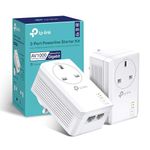 TP-Link TL-PA7027P KIT AV1000 2-Port Gigabit Passthrough Powerline Starter Kit, Data Transfer Speed Up to 1000 Mbps, Ideal for HD/3D/4K Video Streaming, Online Gaming, No Configuration Required, White