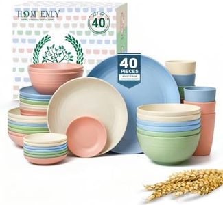 Homienly 40-Piece Dinnerwave Set Service for 8 Unbreakable Kitchen Plates and Bowls Sets - Dinner Plates, Dessert Plates, Soup Bowls, Cup Set, Soy Sauce Dish Microwave & Dishwasher Safe (Light Multi)