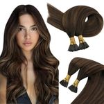 Sunny Hair I Tip Hair Extensions 50G Itips Human Hair Extensions for Women Real Human Hair Straight I Tip Hair Extensions Human Hair Dark Brown Balayage Brown 22inch