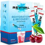 Revival Rapid Rehydration Electrolytes Powder - High Strength Vitamin C, B1, B3, B5, B12 Supplement Sachet Drink, Effervescent Electrolyte Hydration Tablets - 30 Pack Cherry