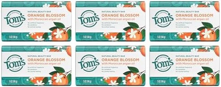 Tom's of Maine Natural Beauty Bar Soap With Moroccan Argan Oil, Orange Blossom Beauty Bar, 5 Ounce, 6 Count