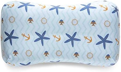 The White Willow Junior Size Memory Foam Soft Bed Baby Pillow for Kids for Extra Neck Support with Removable Pillow Cover Special Butterfly Shaped - Blue, 1 Year & Above (20" L x 11" W x 3" H)