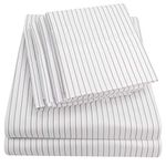 Cal King Size Bed Sheets - 6 Piece 1500 Thread Count Fine Brushed Microfiber Deep Pocket California King Sheet Set Bedding - 2 Extra Pillow Cases, Great Value, California King, Pinstripe White