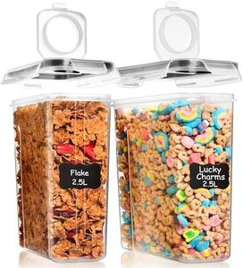 Shazo 2 Pack (15.4 Oz Cereal Capacity) Small Airtight Cereal Containers Storage with Lids, Perfect Space Saving BPA-Free Plastic Container, Pantry Organization and Canister for Rice, Sugar & Flour