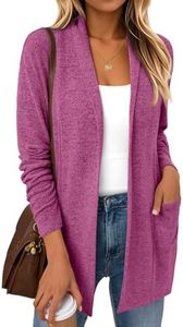 LILLUSORY Cardigan Sweaters for Women Lightweight Open Front Cardigans Casual Loose 2026 Fall Outfits with Pockets Hot Pink XS