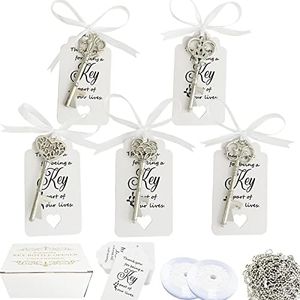 100 PCS Skeleton Key Bottle Openers,Wedding Favors Key Bottle Openers,Wedding Party Gifts Souvenirs Decorations for Guests Bridal Shower Favors Bulk (Silver)