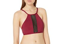 Kenneth Cole New York Women's High Neck Hipster Bikini Swimsuit Top One Piece, Crimson//Stylin in Stilettos, Large