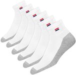 NAVYSPORT Men's Sports Socks Quarter Length Running Socks for Men Women, Pack of 6 (Shoe Size: 9-11, White/Grey)