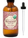 US Organic Rosehip Seed Oil USDA Certified Organic Amber Glass Bottle and Glass Eye Dropper for Easy Application - 4 oz (120 ml)