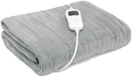 Luxor Washable Heated Electric Throw Rug Coral Fleece Snuggle Blanket Winter (Grey)