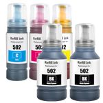 LAIPENG 502 T502 Ink Refill Bottles Compatible for EcoTank ET2700 ET2750 ET2760 ET-2850 ET3700 ET-3710 ET-3750 ET-3760 ET-3830 ET4750 ET4760 ET-4850 ET-15000 ST-2000 ST3000 ST4000 Printer (BK*2/C/M/Y)