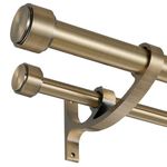 Lwiiom Double Curtain Rods with Aluminum Bouquet Brackets and Finials, Antique Bronze Curtain Rods for Windows 36-72'',1''Front and 5/8''Back Double Drapery Rods for Blackout and Sheer Curtain Panels