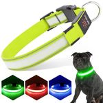 PZRLit Light Up Dog Collar Light Rechargeable, Fully Adjustable LED Dog Collar Waterproof, 3 Flashing Modes Glow Dark Dog Collars for Night Walking for Medium Large Dogs