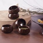 Lupaava Ceramic Serving Dip Sauce Chutney Mini Bowls Dips (Set of 6 / Each 35ml) Brown