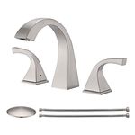 Widespread Bathroom Faucet Brushed Nickel, Bathroom Faucet 3 Hole, Bathroom Sink Faucet, Drain Assembly