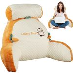 Reading Pillow for Bed Lovely 2 In 1,Back Support Cushion with Arms Detachable Backrest Support Pillow Cuddle Cushion for Bed,Back Gaming Pillow Reading Back Support Pillow (Ice Bean(L), Toast)