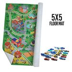 Prextex Car Play Mat for Kids - 5x5 Feet Interactive Car Playmat - Children's Road Mat for Toy Cars - Fun & Engaging Car Rug - Durable Kids Play Mat for Learning & Playtime - Great Stocking Fillers!