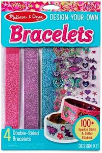 Melissa & Doug Design-Your-Own Bracelets With 100+ Sparkle Gem and Glitter Stickers - Kids Snap Bracelets, Jewelry Crafts For Kids Ages 4+