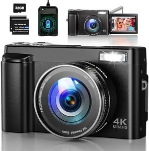 Digital Camera 4K, 48MP Autofocus Vlogging Camera with 32G Card, Rechargeable Compact Digital Camera with 3.0 inch 180° Flip Screen 16X Digital Zoom for Teenagers, Beginners, Adults Black