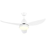 HOMCOM Reversible Ceiling Fan with Light, 3 Blades Indoor Modern Mount White LED Lighting Fan with Remote Controller, for Bedroom, Living Room, White