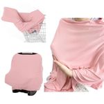 Yanmucy Nursing Covers for Breastfeeding Soft & Breathable Wide Neck Muslin Nursing Poncho Infant Feeding 360° Full Privacy Protection Cover for Carseat Stroller (Pink)