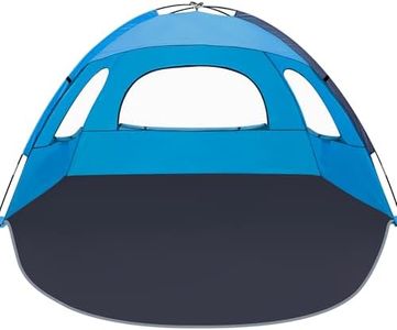 NXONE Beach Tent Sun Shade Shelter for 6 Person with UV Protection, Extended Floor, 3 Mesh Roll Up Windows & 8.5mm Fiberglass Rods丨Carry Bag Included (Sky Blue)