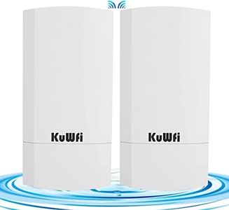KuWFi Outdoor Wireless Bridge, 300Mbps WiFi Bridge,Indoor&Outdoor Point to Point Wireless Bridge Support 1KM Long Distance for Starlink Router, CCTV&Surveillance Camera, Ideal for Garden,Farm