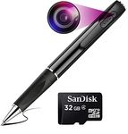 DDLC Pen Camera 4k Full HD 1080p Video and Audio Recorder, 32GB Memory Card (Included) HD Video Recording 90 Minutes, Pen Camera Portable - V8 Black Indoor (Pen Camera 32gb)