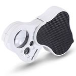 YOCTOSUN 30X 60X 90X Illuminated Jewelry Loupe Magnifier, Foldable Jewelers Magnifying Glass with White LED Lights and UV Light for Jewelry, Gems, Coins, Stamps, etc