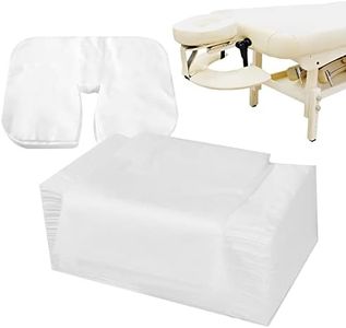 Uralili 100 Pieces Disposable Non Woven Massage Table Sheets Set Include 50 Pieces 31x71 Inches Soft Massage Bed Sheet & 11x14 Inches Face Cradle Covers For Massage Beauty Salon -White