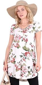 Popana Womens Short Sleeve Summer Tunic Tops to Wear with Leggings Loose Fit Plus Size Made in USA Medium ST89