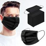 200 PCS DISPOSABLE BLACK MASK PROTECTS MOUTH NOSE 3-PLY COVER ELASTIC EAR LOOP NON-WOVEN