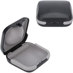 Phirunty Protective case for travel hearing aids Hard Small Splashproof 2.16"*2.04"*0.39" Cushioned Interior for 2 Hearing Aids, ITE, RIC, CIC (Black)