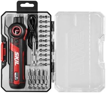 SKIL Twist 2.0 Rechargeable 4V Screwdriver with Pivoting Head, Torque Setting, USB-C Charging Cable, 28 PC Bit Set & Carrying Case- SD5619-02