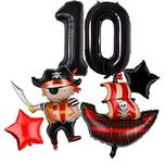 Atpata Funky Pirate Captain Ship theme Foil Balloons for Kids Birthday Party Decoration (Pirate 10th Birthday)