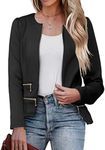 Zeagoo Womens Blazer Cropped Open Front Zipper Dress Jacket O Neck Casual Office Suit Jacket