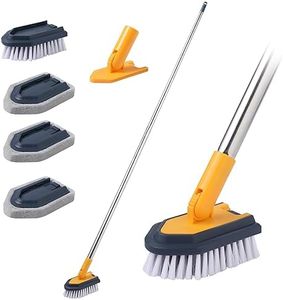 BOOMJOY Tub Cleaner Brush with Long Handle, 55" Extendable Tub Scrubber with Locking Head, No Scratch Shower Cleaning Brush for Bathtub, Bathroom Ceilings, Toilet, Kitchen, Tile, Sink