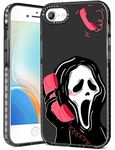 Qerrassa Black Skull Case for iPhone 6/6S/7/8/SE 2020/SE 2022 4.7" Cute Cartoon Character Kawaii Soft TPU Cover for Girls Kids Boys Phone Case Funny Pattern Fashion Protective Case for iPhone 6/7/8/SE