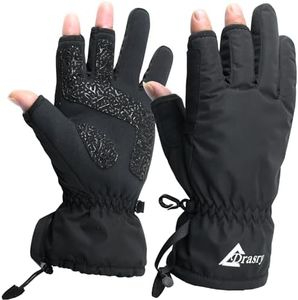 Drasry Neoprene Palm Ice Fishing Gloves 3-Cut Fingers Warm for Men and Women Cold Weather Insulated Great for Winter Fly Fishing Photography Running Shooting Hunting Hiking XL