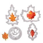 Autumn Leaf Cookie Cutter Set - Maple, Oak, Aspen Leaf Fondant Cutters Set for Gum Paste, Sugarcraft Candy, Cake Decorations for Thanksgiving Party(4PCS)